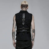 'Beyond Death' Waistcoat with Leather Straps - PunkRave