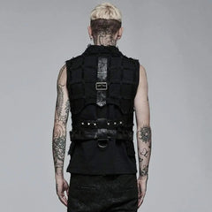 'Beyond Death' Waistcoat with Leather Straps - PunkRave