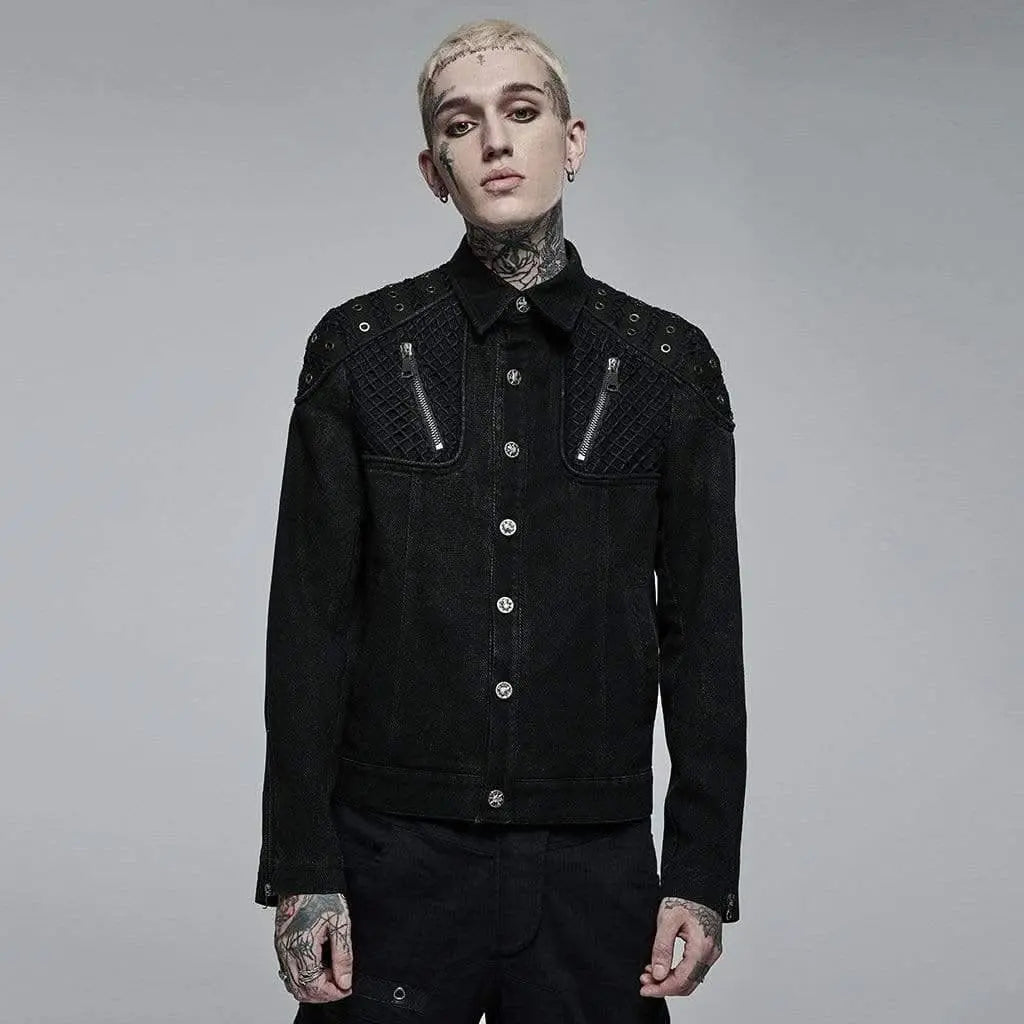 Black Sunshine Button-up Shirt With Zippers And Mesh Panels - PunkRave