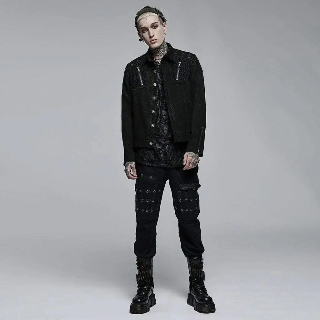 Black Sunshine Button-up Shirt With Zippers And Mesh Panels - PunkRave