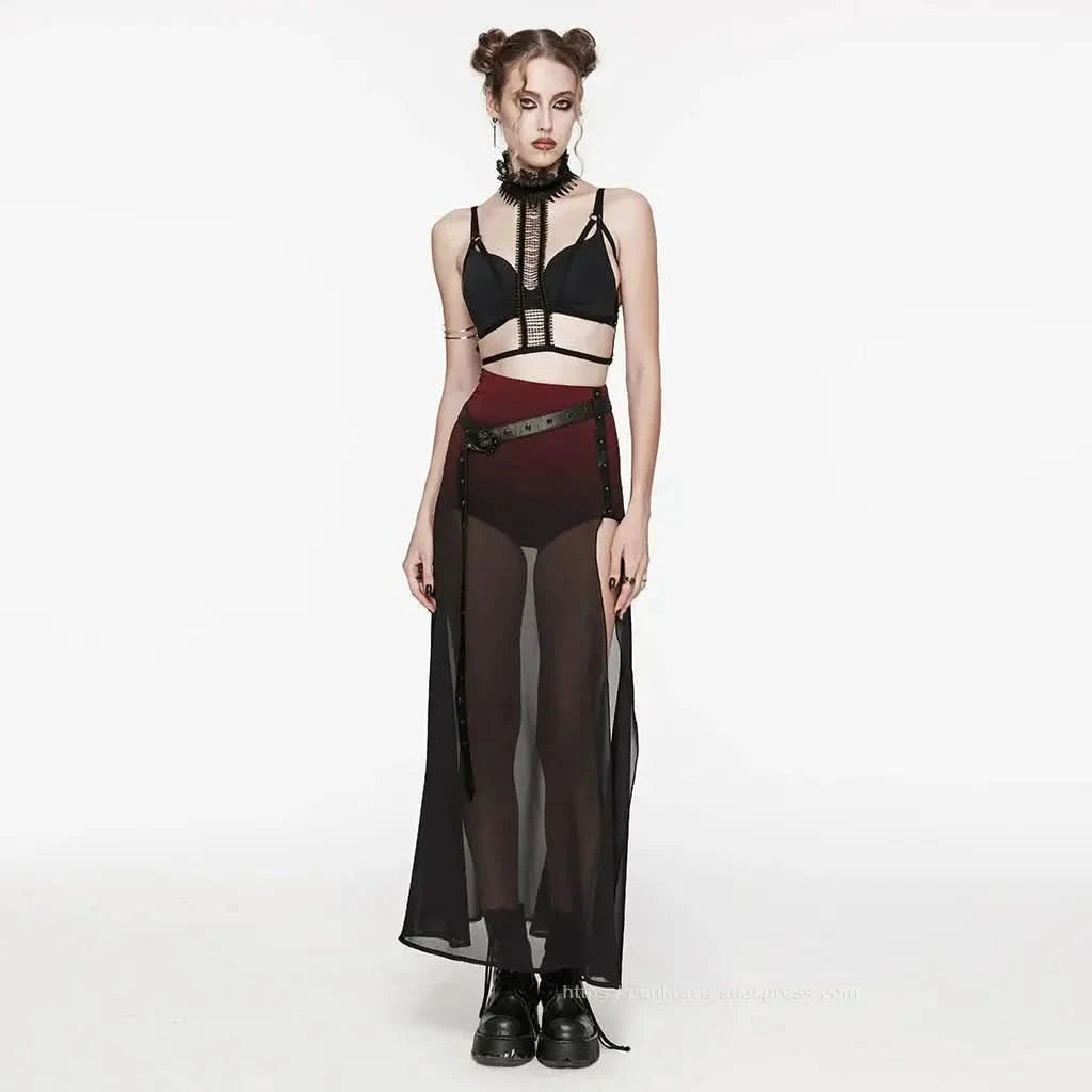 Crepuscular A-Line Skirt Red PunkRave