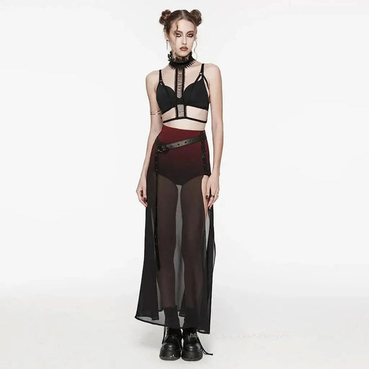Crepuscular A-Line Skirt Red PunkRave
