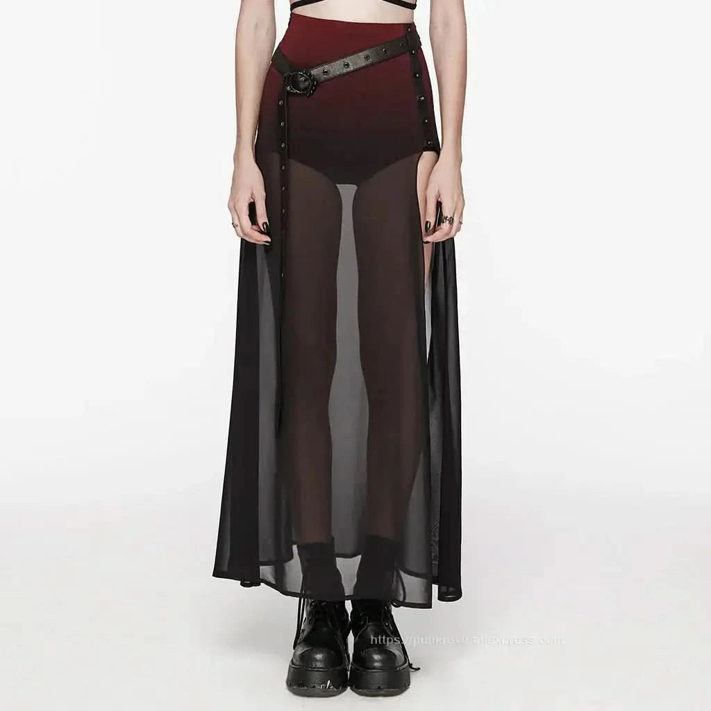 Crepuscular A-Line Skirt Red PunkRave