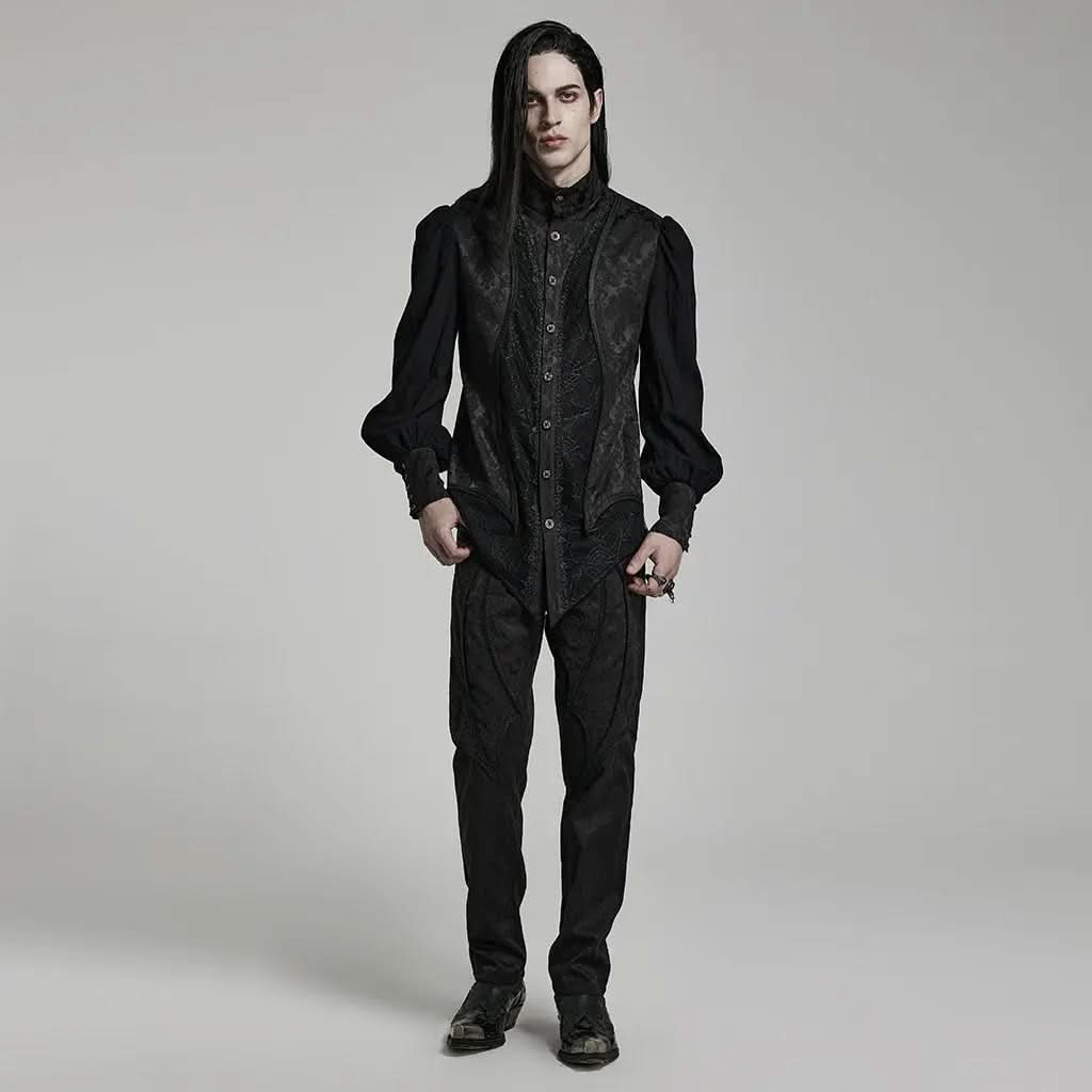 Crimson Cobweb Button-Down Shirt PunkRave
