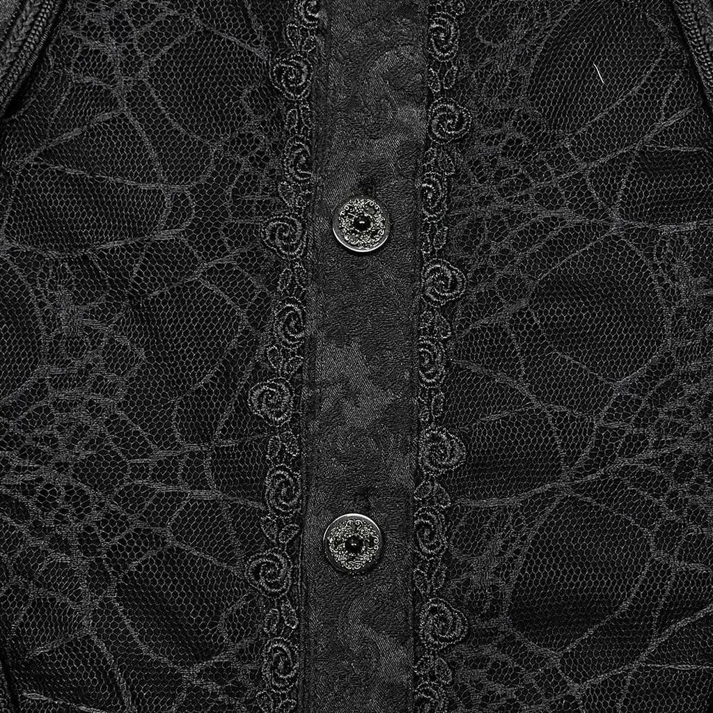 Crimson Cobweb Button-Down Shirt PunkRave