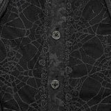 Crimson Cobweb Button-Down Shirt PunkRave