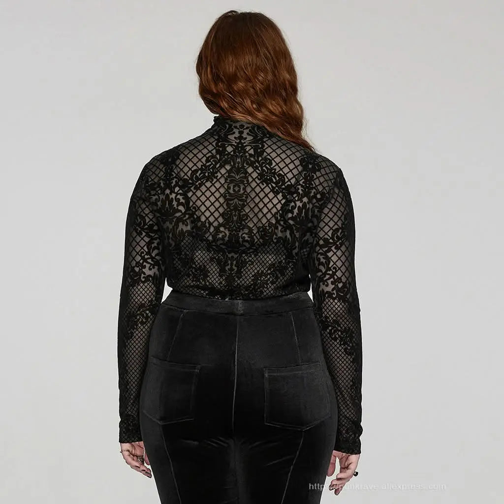 Dark Wonderland Sheer Mesh Turtleneck - PunkRave
