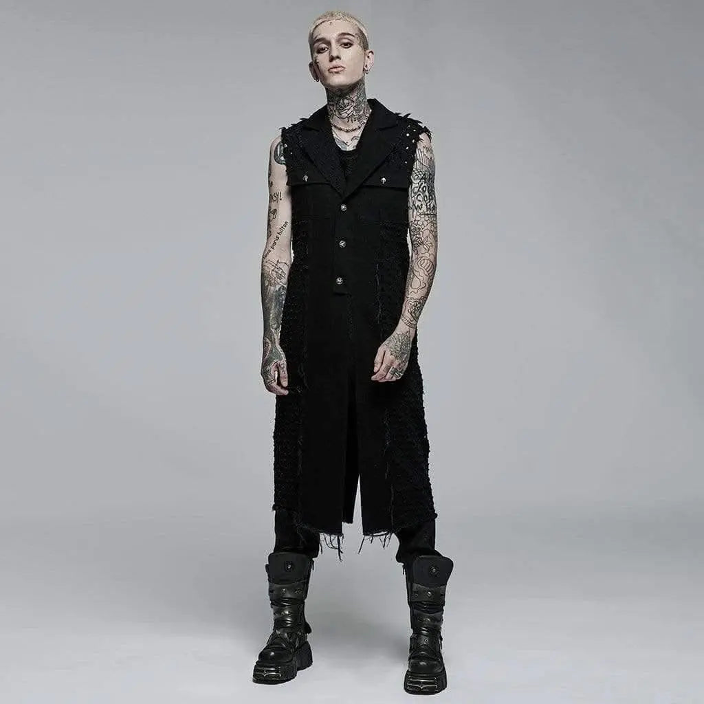 Death Metal Distressed Sleeveless Coat - PunkRave