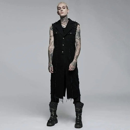 Death Metal Distressed Sleeveless Coat - PunkRave