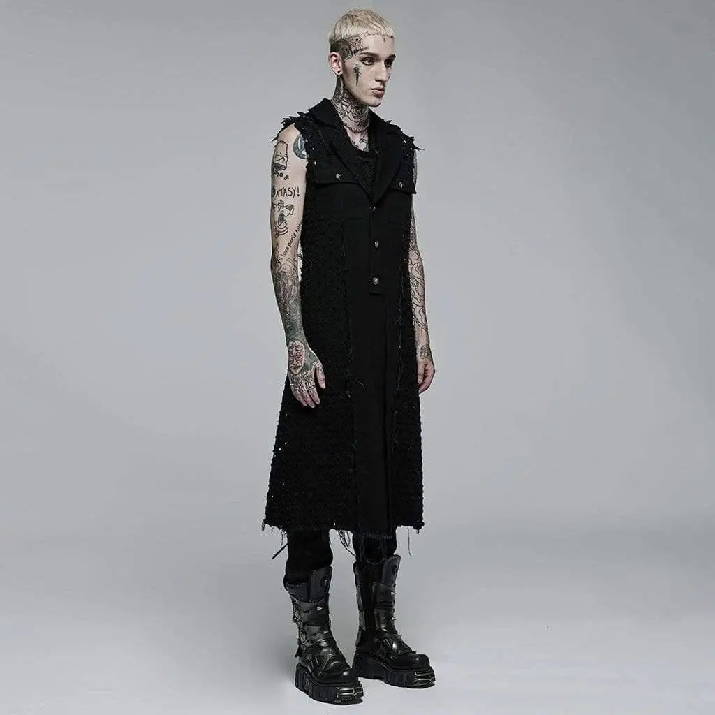 Death Metal Distressed Sleeveless Coat - PunkRave