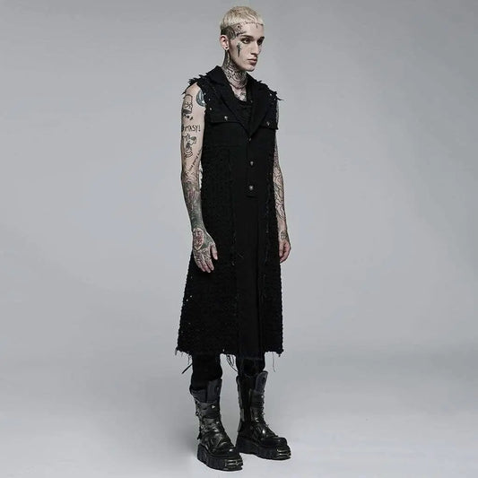 Death Metal Distressed Sleeveless Coat - PunkRave