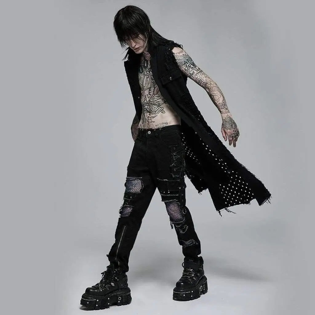 Death Metal Distressed Sleeveless Coat - PunkRave