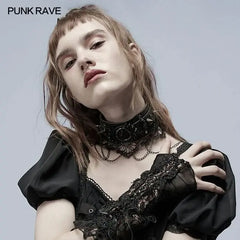 Die With Me Choker With Lace and Chains - PunkRave