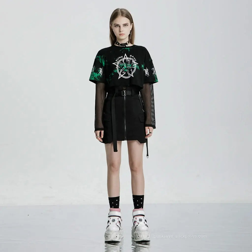 Dizzy Lizzy A-Line Skirt (Solid Gray) - PunkRave