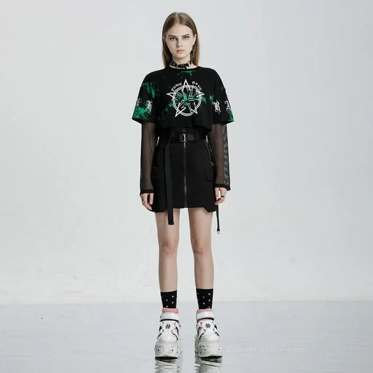 Dizzy Lizzy A-Line Skirt (Solid Gray) - PunkRave