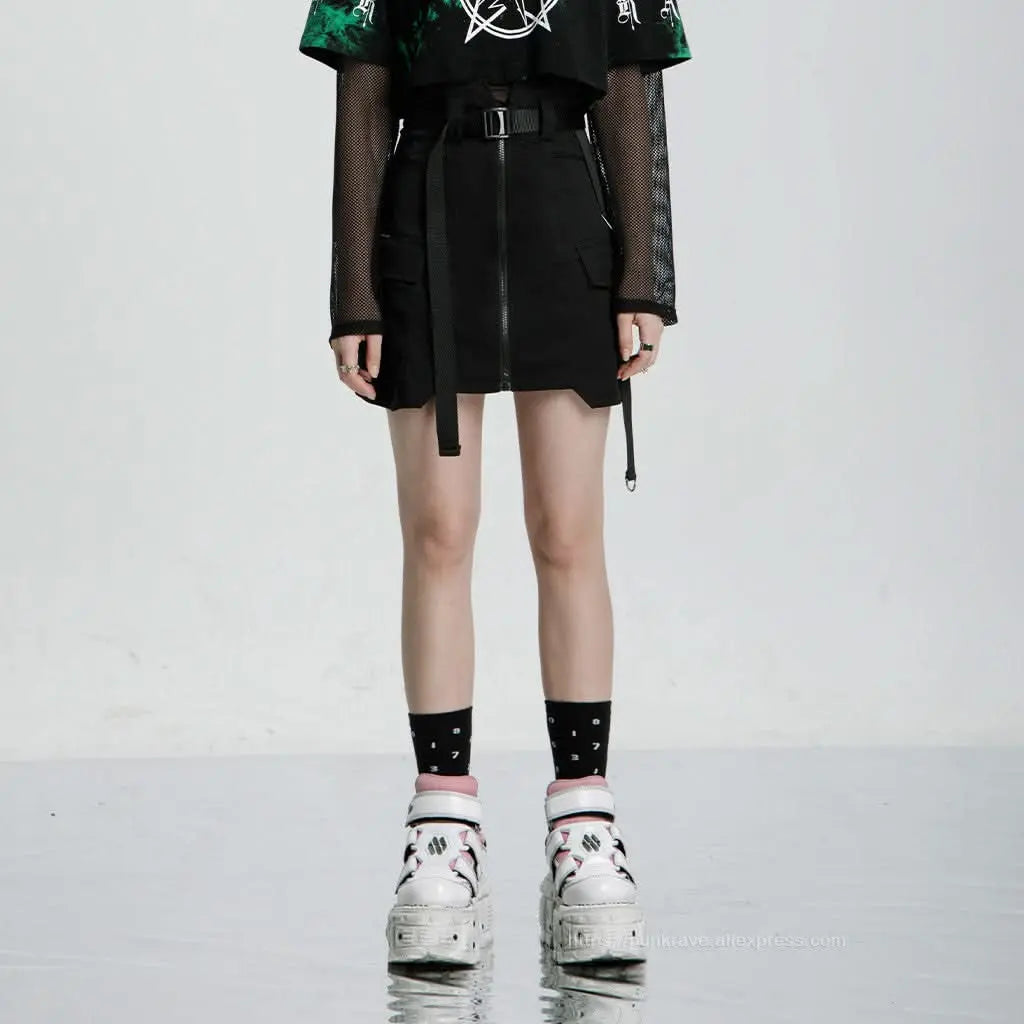 Dizzy Lizzy A-Line Skirt (Solid Gray) - PunkRave