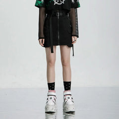 Dizzy Lizzy A-Line Skirt (Solid Gray) - PunkRave