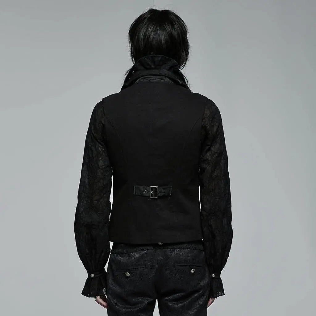 Enigma Embroidered Waistcoat With Ruffles - PunkRave