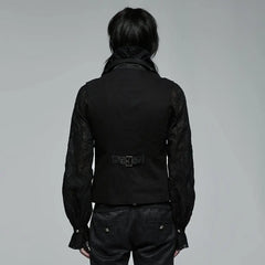 Enigma Embroidered Waistcoat With Ruffles - PunkRave
