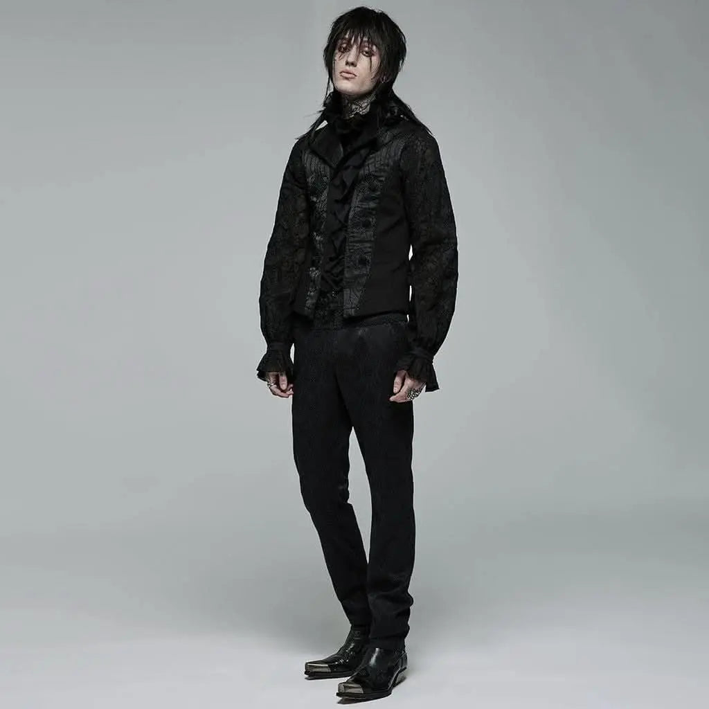 Enigma Embroidered Waistcoat With Ruffles - PunkRave