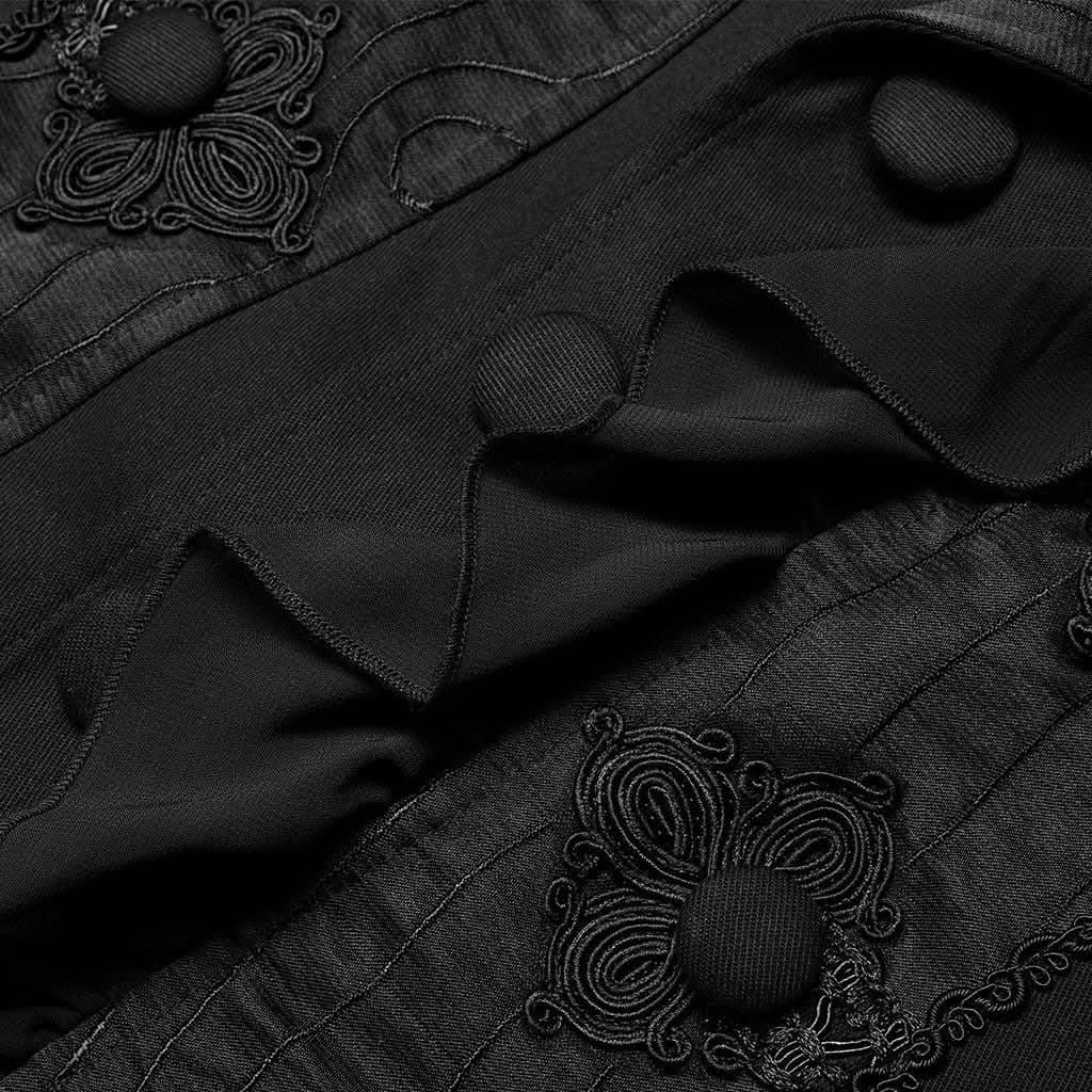 Enigma Embroidered Waistcoat With Ruffles - PunkRave