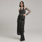 Fantasma Halterneck Top (Grey) - PunkRave