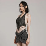Fantasma Halterneck Top (Grey) - PunkRave