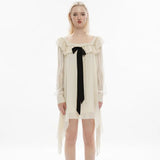 Flower Pill Babydoll Dress - Beige My Store