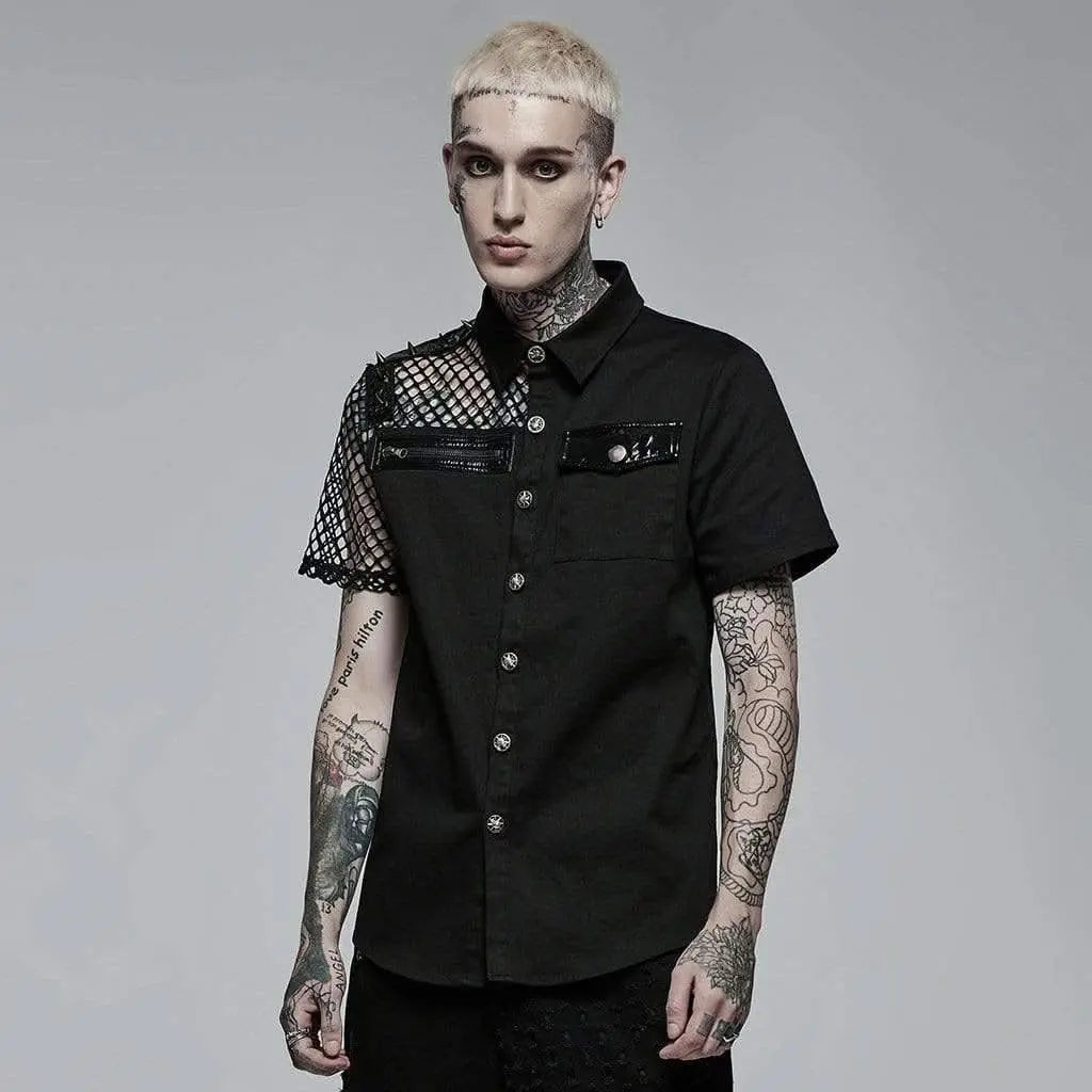 Freezing Moon Button-up Shirt With Mesh Panels - PunkRave