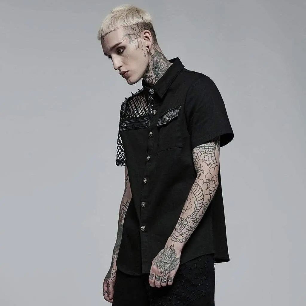 Freezing Moon Button-up Shirt With Mesh Panels - PunkRave
