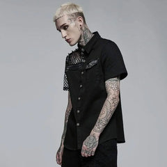 Freezing Moon Button-up Shirt With Mesh Panels - PunkRave