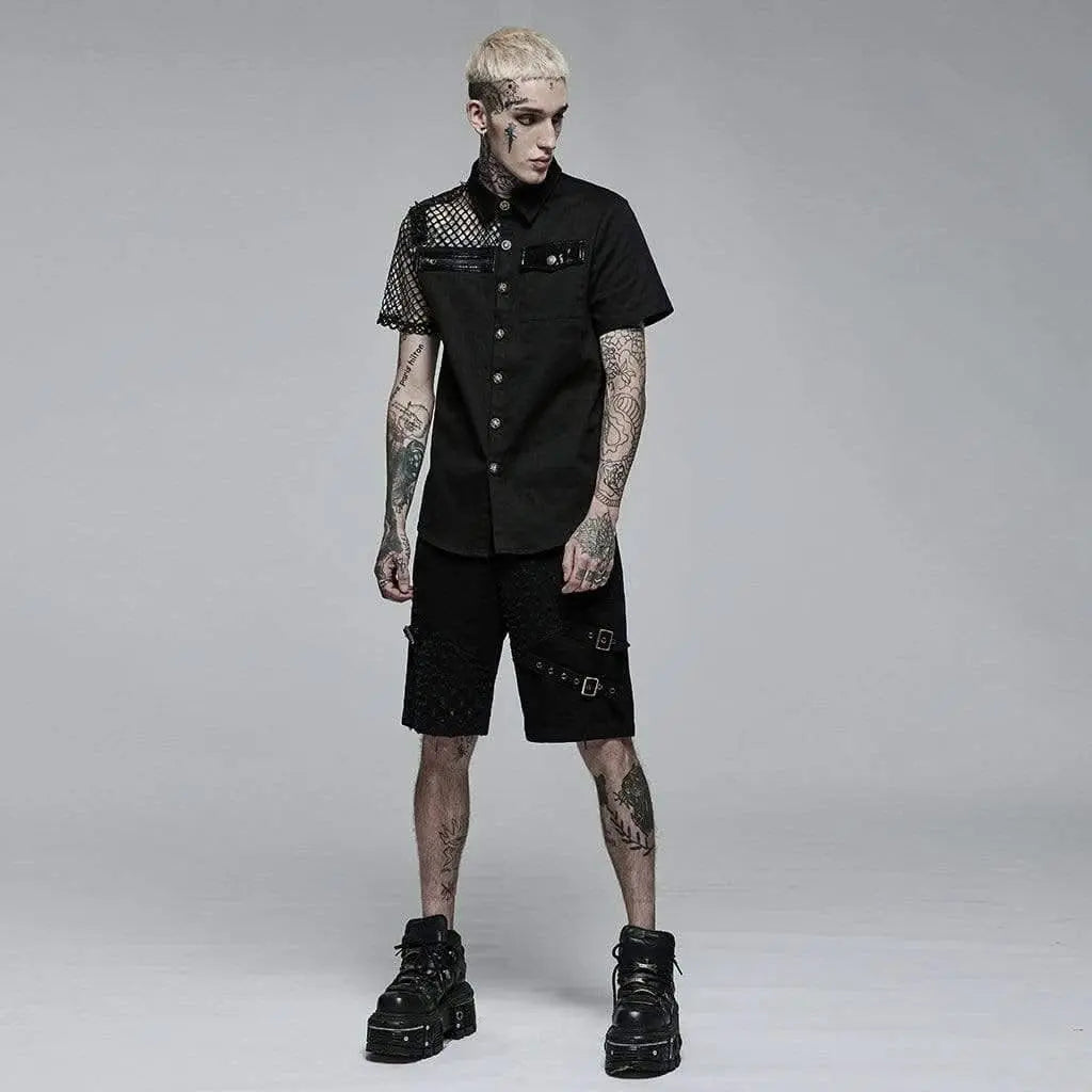 Freezing Moon Button-up Shirt With Mesh Panels - PunkRave