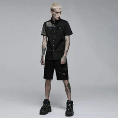 Freezing Moon Button-up Shirt With Mesh Panels - PunkRave