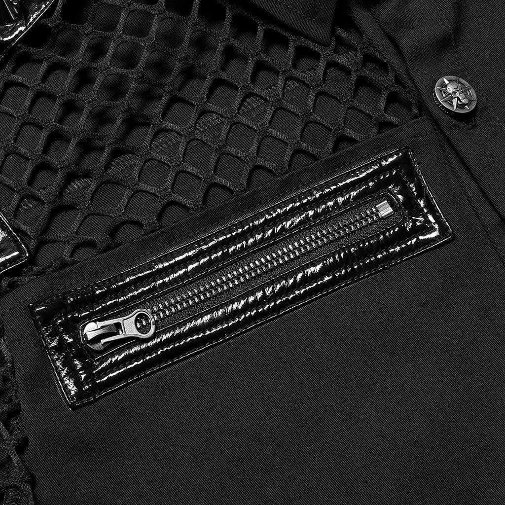 Freezing Moon Button-up Shirt With Mesh Panels - PunkRave