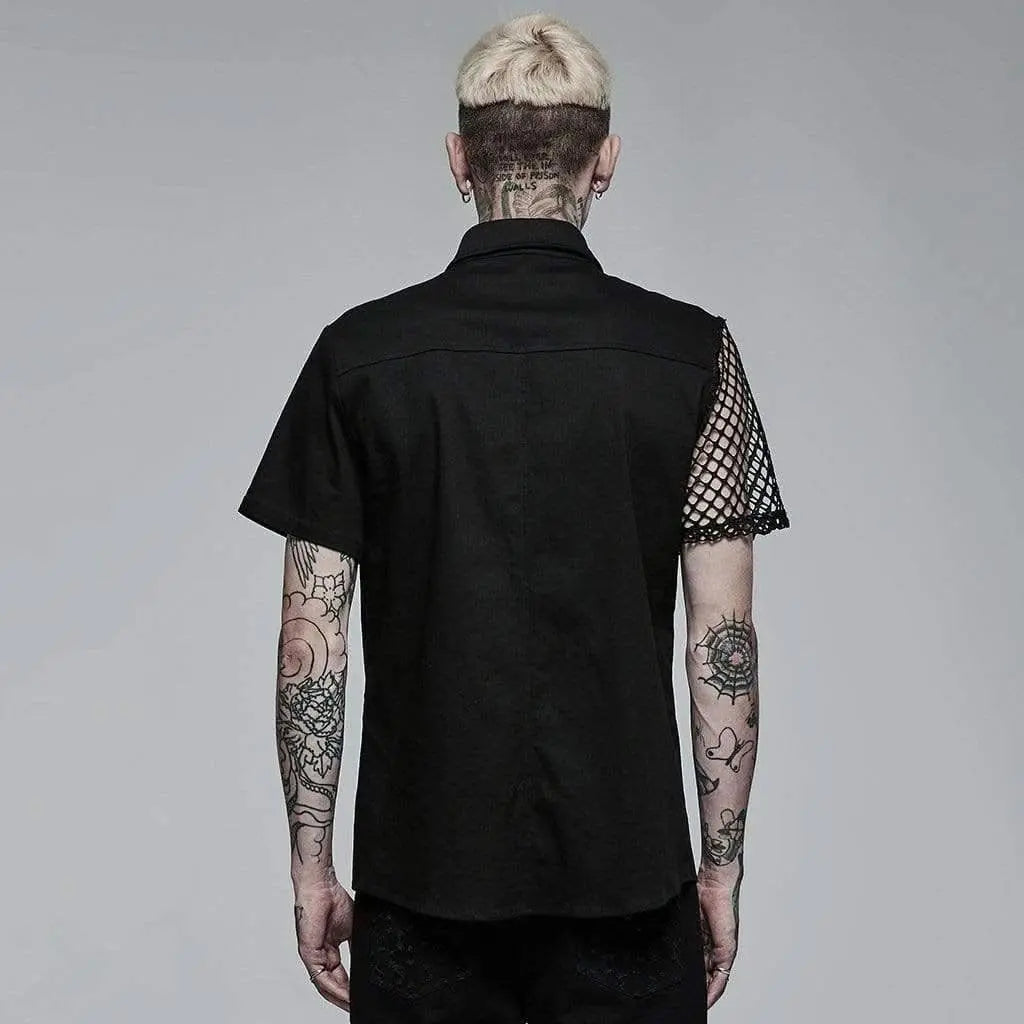 Freezing Moon Button-up Shirt With Mesh Panels - PunkRave