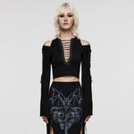 Grimalkin Cold Shoulder Sleeve Top - PunkRave