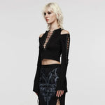 Grimalkin Cold Shoulder Sleeve Top - PunkRave