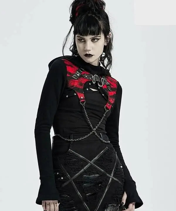 Incubus Short Hoodie With Chains - PunkRave