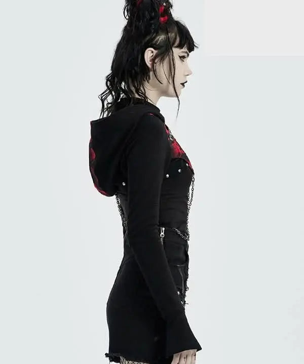 Incubus Short Hoodie With Chains - PunkRave