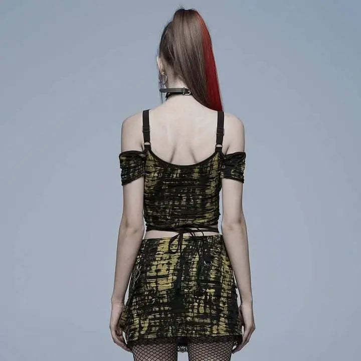 Infernal Eternal Off-shoulders Crop Top (Yellow) - PunkRave