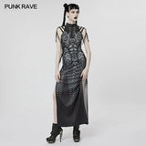 Inferno Threads - Printed Maxi Dress with Chains - PunkRave