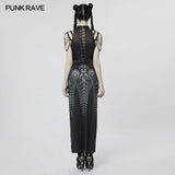 Inferno Threads - Printed Maxi Dress with Chains - PunkRave