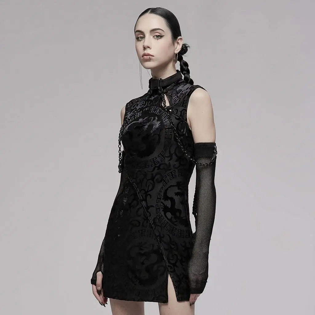 Kill Bill Cheongsam Mini Dress - PunkRave M / Black Kill Bill Cheongsam Mini Dress - PunkRave M / Black