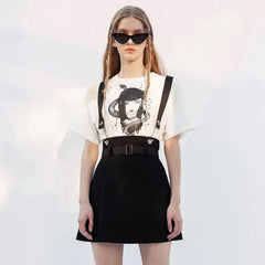 Lacerate Me A-Line Suspender Skirt - PunkRave