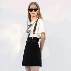 Lacerate Me A-Line Suspender Skirt - PunkRave