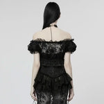 Lady Anne Lace Top With Bardot Neckline - Black - PunkRave