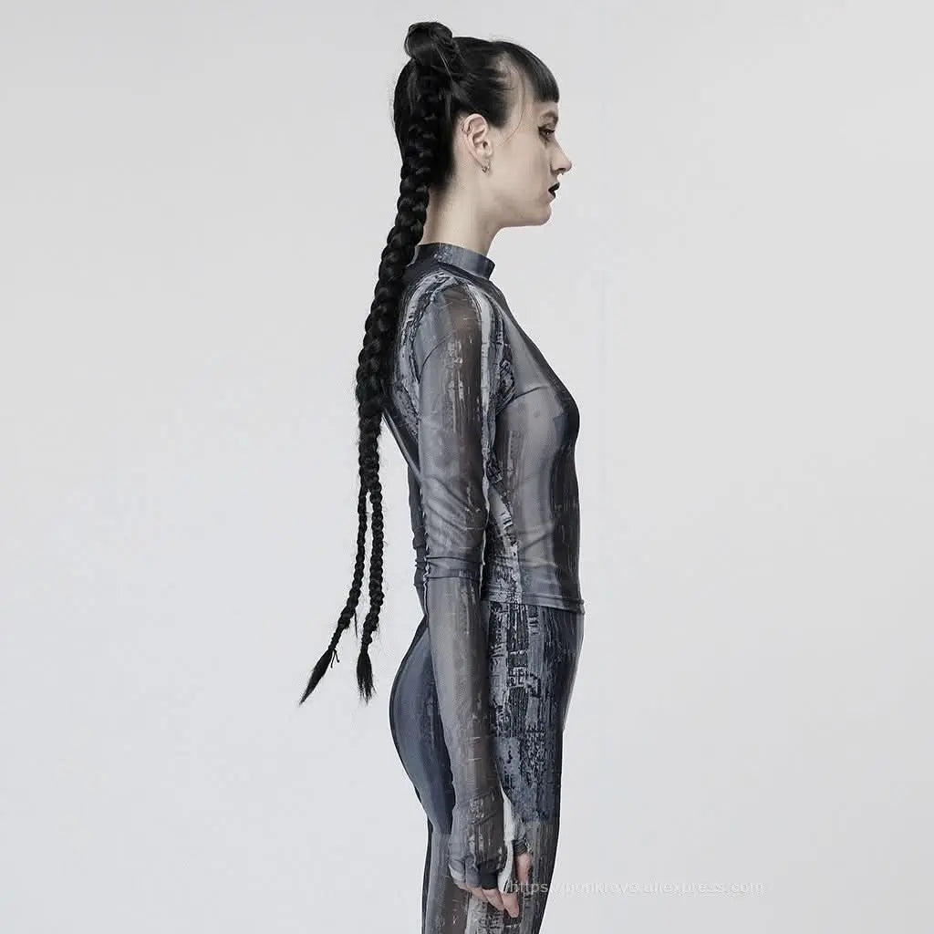 Lazarus Printed Turtleneck - Black and White - PunkRave