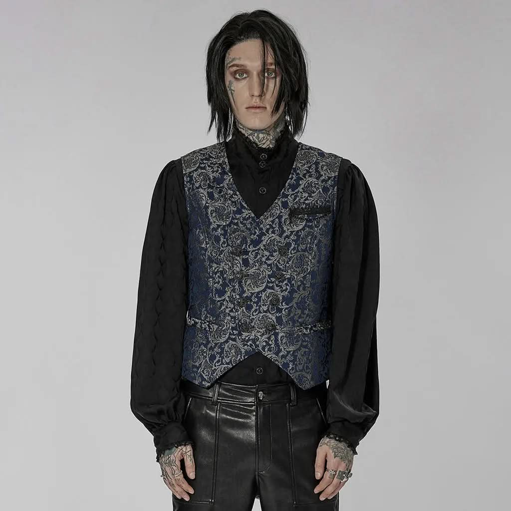 Lucifer Floral Waistcoat (Blue) My Store