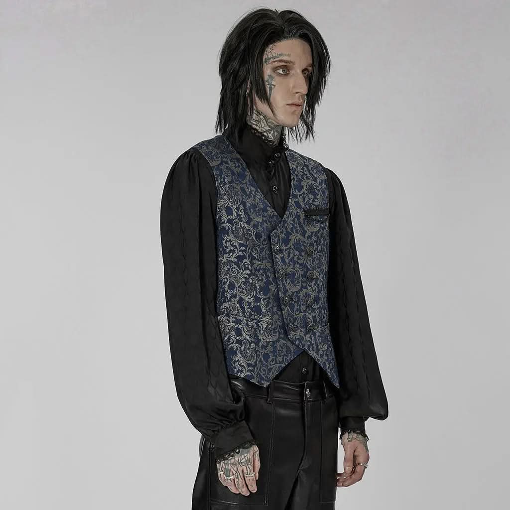 Lucifer Floral Waistcoat (Blue) My Store
