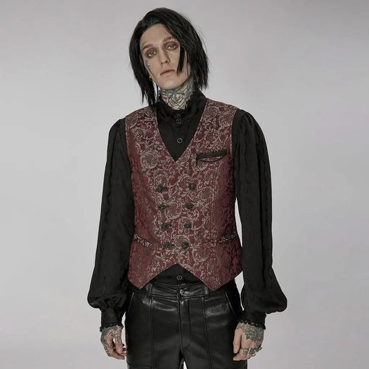 Lucifer Floral Waistcoat (Red) - PunkRave